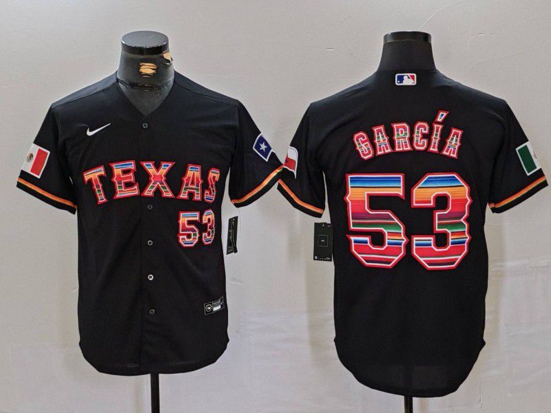 Men Texas Rangers #53 Garcia Black Fashion Nike Game MLB Jersey style 40